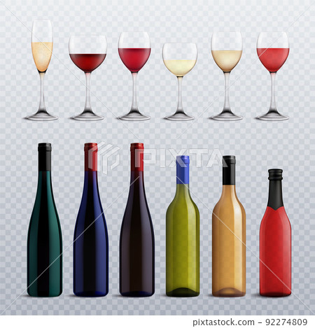 Wine Bottles And Glasses Transparent Set Wine Bottles And Glasses Transparent Set 92274809