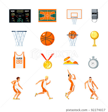 Basketball Orthogonal Icons Set 92274817
