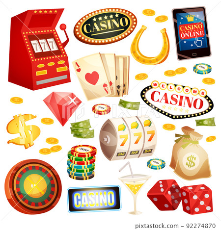 Casino Decorative Icons Set 92274870