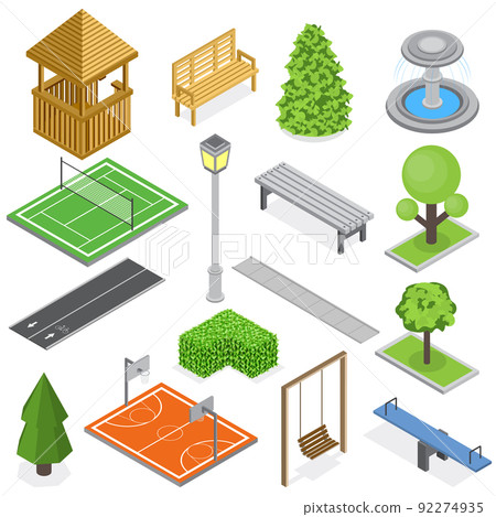 City Park Infrastructure Isometric Set 92274935