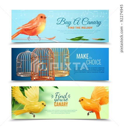Canary And Birdcages Banners Set 92274945