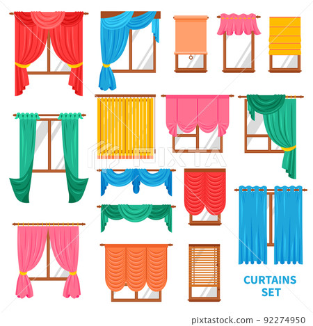 Window Curtains And Blinds Set 92274950