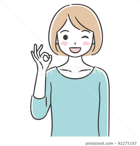 年輕女子做出 OK 的手勢 年輕女子做出 OK 的手勢 92275187
