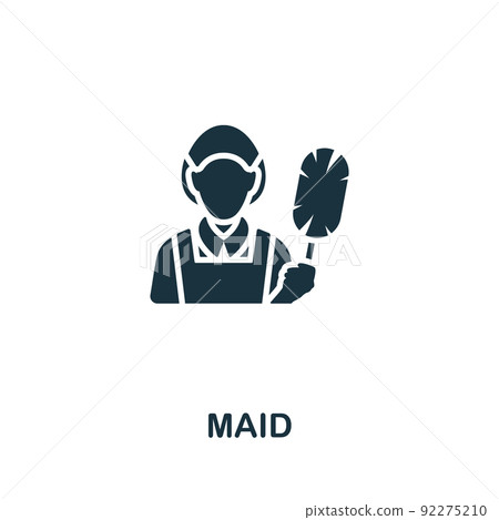 Maid icon. Monochrome simple line Housekeeping icon for templates, web design and infographics 92275210