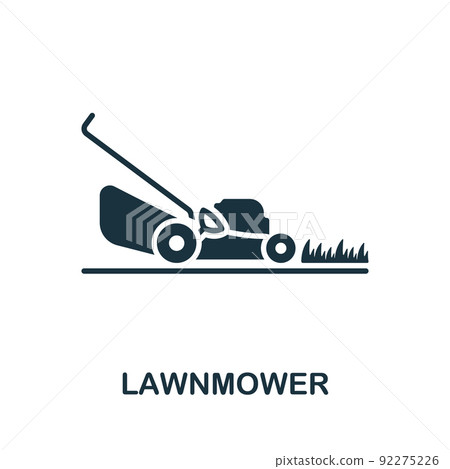 Lawnmower icon. Monochrome simple line Housekeeping icon for templates, web design and infographics 92275226
