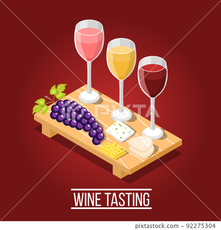 Wine Tasting Isometric Background - Stock Illustration [92275304] - PIXTA