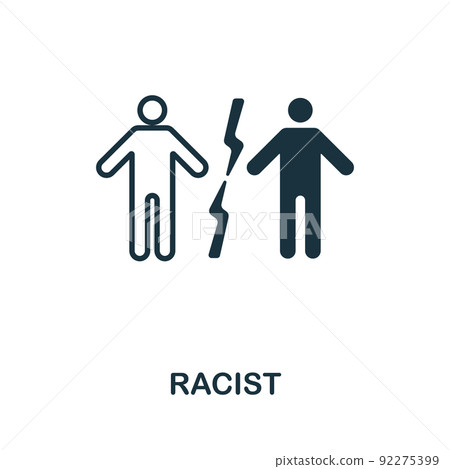 Racist icon. Monochrome simple line Harassment icon for templates, web design and infographics 92275399