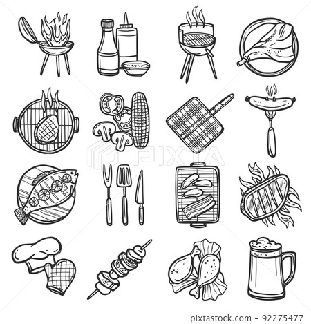 Bbq Grill Icons Set 92275477