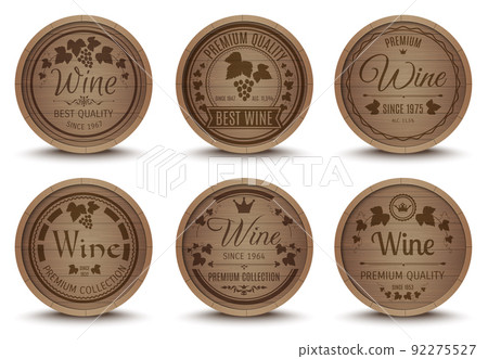 Wine barrels icons set 92275527