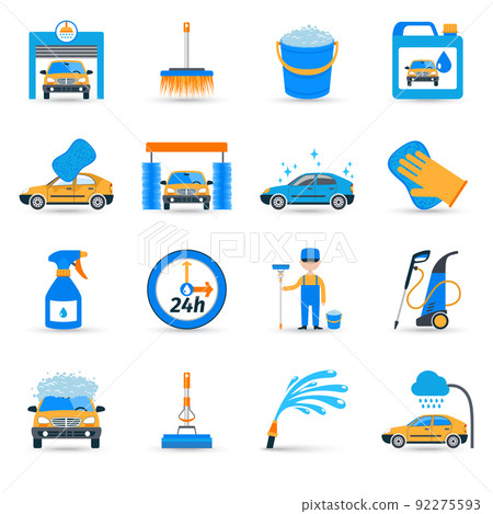 Car wash service icons set Car wash service icons set 92275593
