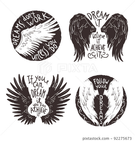 Wings Label Set - Stock Illustration [92275673] - PIXTA