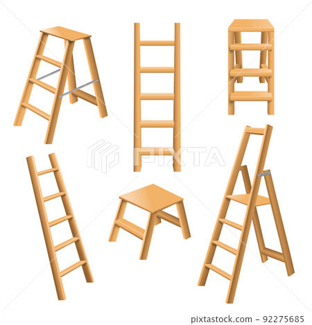 Wooden Ladders Realistic Set Wooden Ladders Realistic Set 92275685