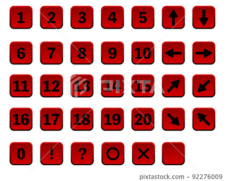 Square button style numbers and arrow icon set - Stock Illustration ...