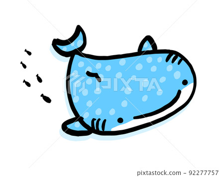 Cute whale shark and small fish / hand-drawn illustration material Cute whale shark and small fish / hand-drawn illustration material 92277757