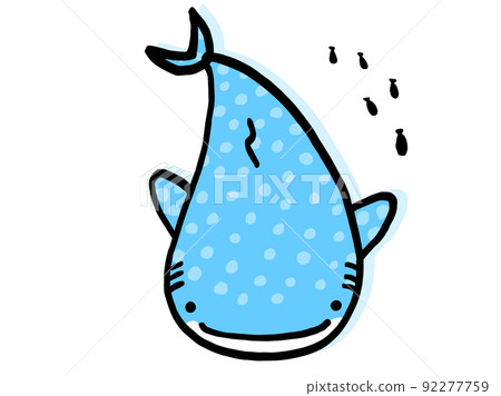 可愛的鯨鯊和小魚/手繪插畫素材 可愛的鯨鯊和小魚/手繪插畫素材 92277759