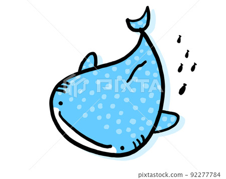 可愛的鯨鯊和小魚/手繪插畫素材 可愛的鯨鯊和小魚/手繪插畫素材 92277784