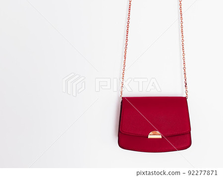 Red fashionable leather purse with gold details as designer bag and stylish accessory, female fashion and luxury style handbag collection concept 92277871