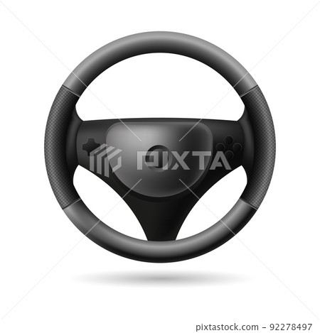 Car steering wheel template. Gray metal circle for comfortable driving 92278497