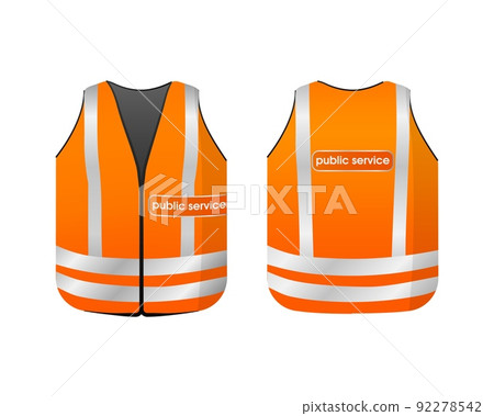 Public service reflective vest. Orange uniform with white stripes 92278542