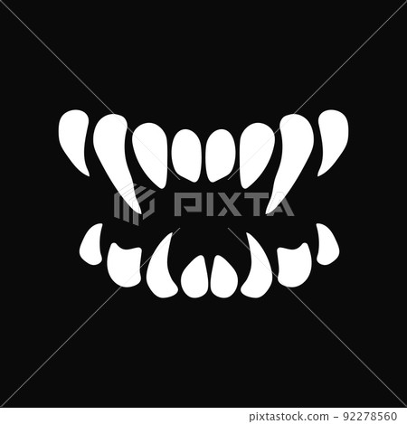 White jaw monster. Grin of creepy creature with fangs teeth 92278560