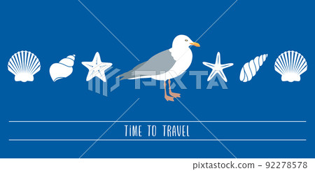 travel summer holiday design banner with sea gull shell starfish 92278578