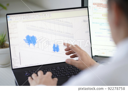 3D CAD 3D 3DCG architectural design exterior planting 3D CAD 3D 3DCG architectural design exterior planting 92278758