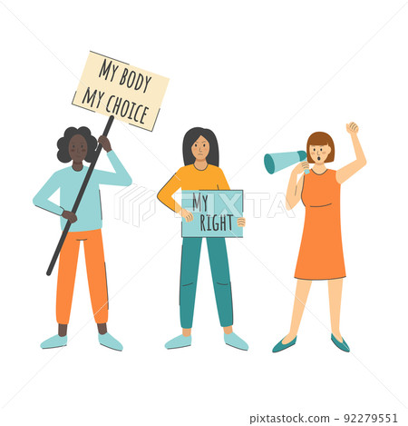 Women with banners My body my choice, my right 92279551