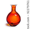 Red glass transparent vase. Hand-drawn illustration A round-shaped vessel. 92279761