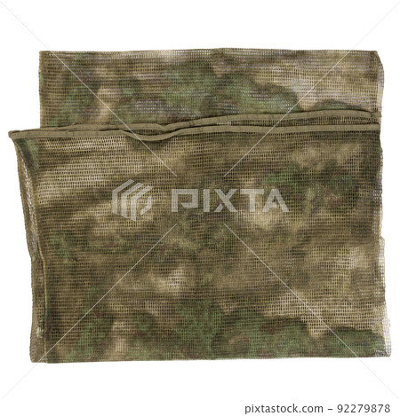 army green camouflage net, the net is folded, on a white background 92279878