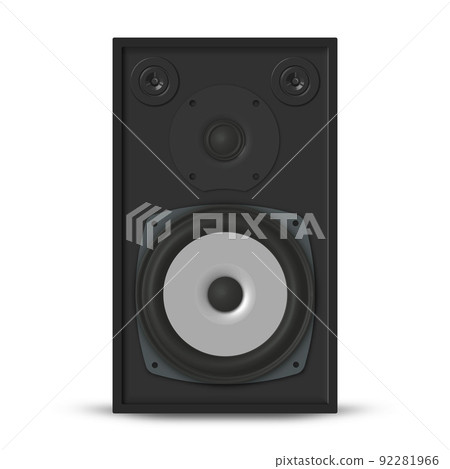 Photorealistic music loudspeaker front view, vector illustration. 92281966
