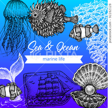 Ocean Sea Dotwork Poster Ocean Sea Dotwork Poster 92282128