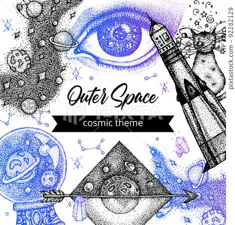 Outer Space Dotwork Poster Outer Space Dotwork Poster 92282129