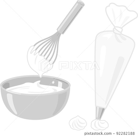 Cream, bowl and whisk squeezed in a squeeze bag 92282188