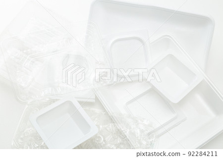 Plastic garbage white background 92284211