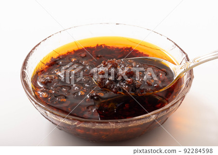 Chili oil with ingredients 92284598
