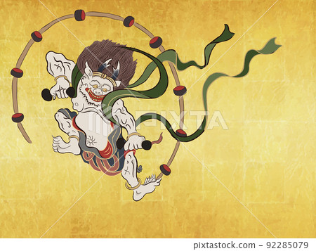 Raijin folding screen painting 92285079