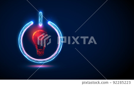 Abstract red heart shape in blue power button. Abstract red heart shape in blue power button. 92285223