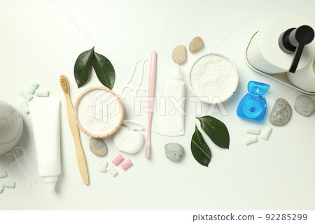Concept of tooth or oral care, top view Concept of tooth or oral care, top view 92285299