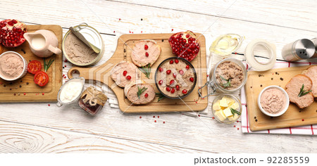 Concept of tasty food with pate, top view Concept of tasty food with pate, top view 92285559
