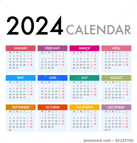Calendar for 2024 on White Background. Week Starts Monday Calendar for 2024 on White Background. Week Starts Monday 92285592