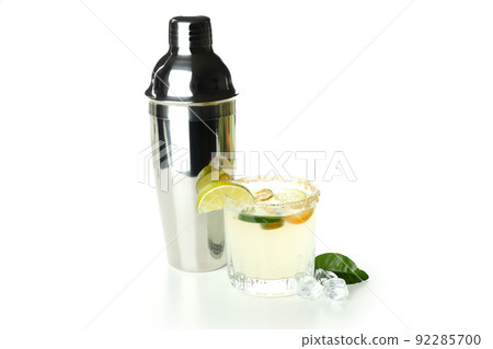 Concept of drink with Jalapeno cocktail isolated on white background Concept of drink with Jalapeno cocktail isolated on white background 92285700