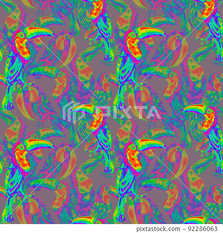 Toucan exotic tropical bird watercolor seamless pattern isolated Toucan exotic tropical bird watercolor seamless pattern isolated 92286063