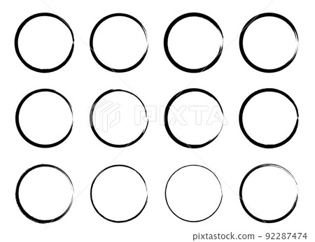Black grunge circle brush. Ink frame set vector illustration Black grunge circle brush. Ink frame set vector illustration 92287474