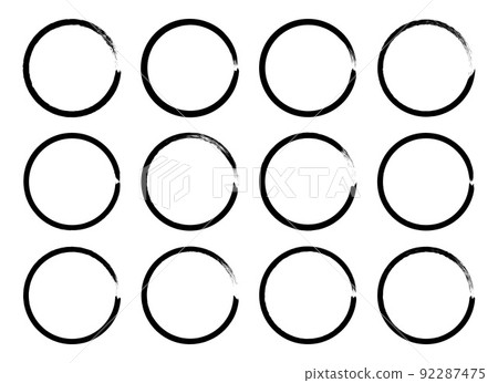 Black grunge circle brush. Ink frame set vector illustration 92287475