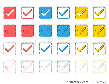 Approved check mark icon in flat style vector collection 92287477