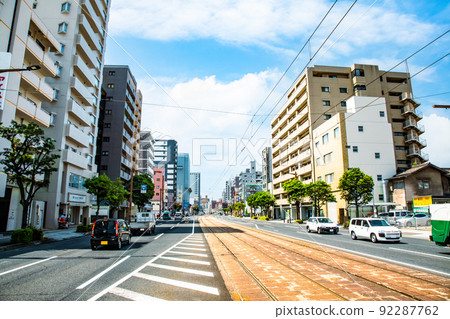 We are looking toward the Tokaichi intersection from the Teramachi tram stop in Naka-ku. It is an urban landscape a little far from the city center. Hiroshima 92287762