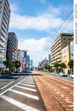 We are looking toward the Tokaichi intersection from the Teramachi tram stop in Naka-ku. It is an urban landscape a little far from the city center. Hiroshima 92287763