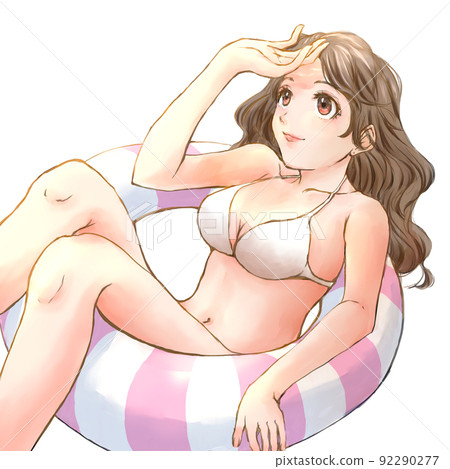 一個女人在花車上放鬆 一個女人在花車上放鬆 92290277