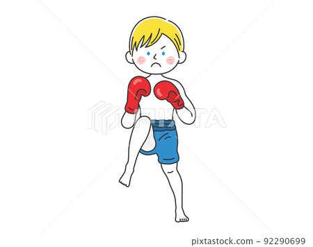 Illustration of a white man kickboxer 92290699