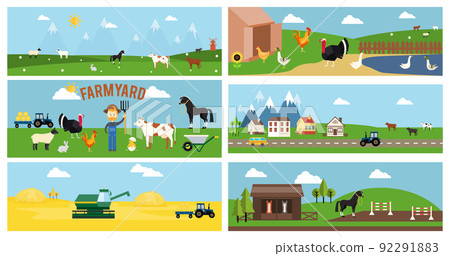 Beautiful Farmyard Cartoon Banners Beautiful Farmyard Cartoon Banners 92291883